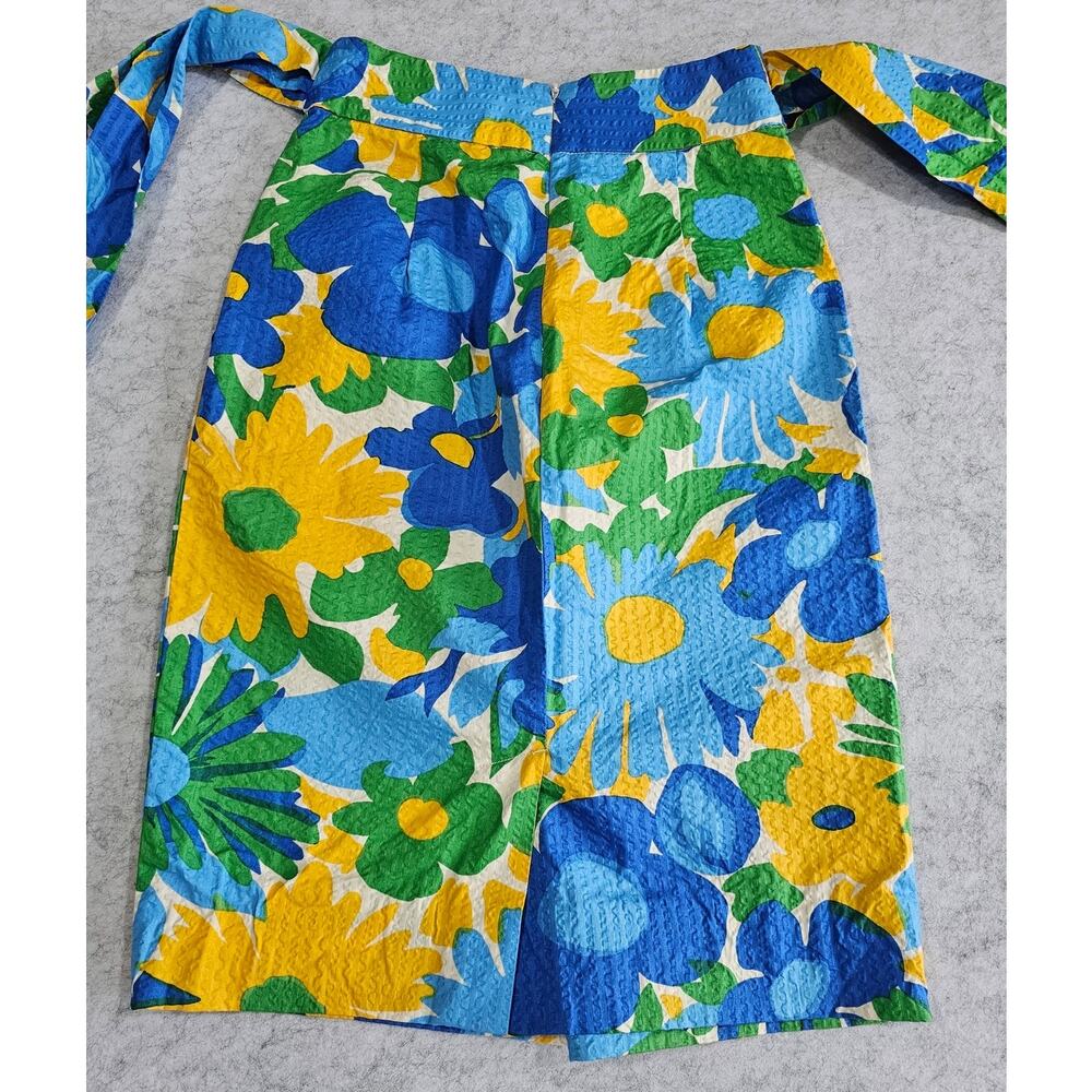J.Crew "Morning Floral" Puckered Tie-Waist Pencil Skirt, 100% Cotton, New Sz 000 - Picture 3 of 14